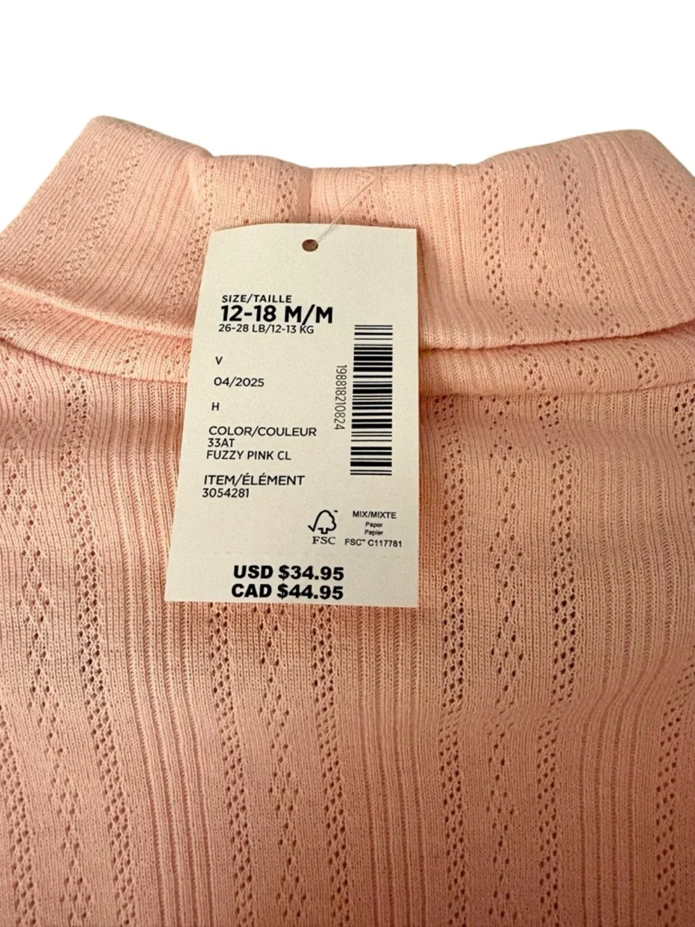 Gymboree Baby and Toddler Long Sleeve Turtleneck Shirt pink 12-18 mo. NEW